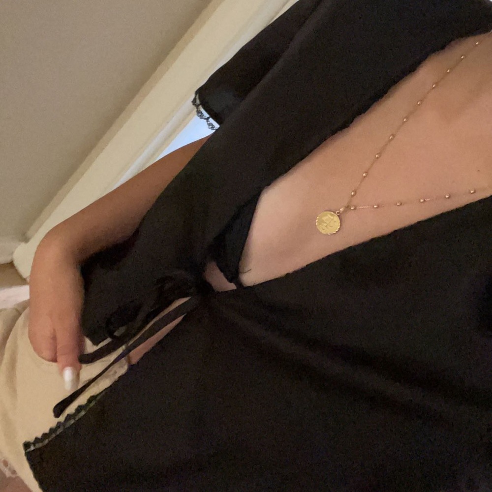 Brandy Melville Tie Front Black Lace Top